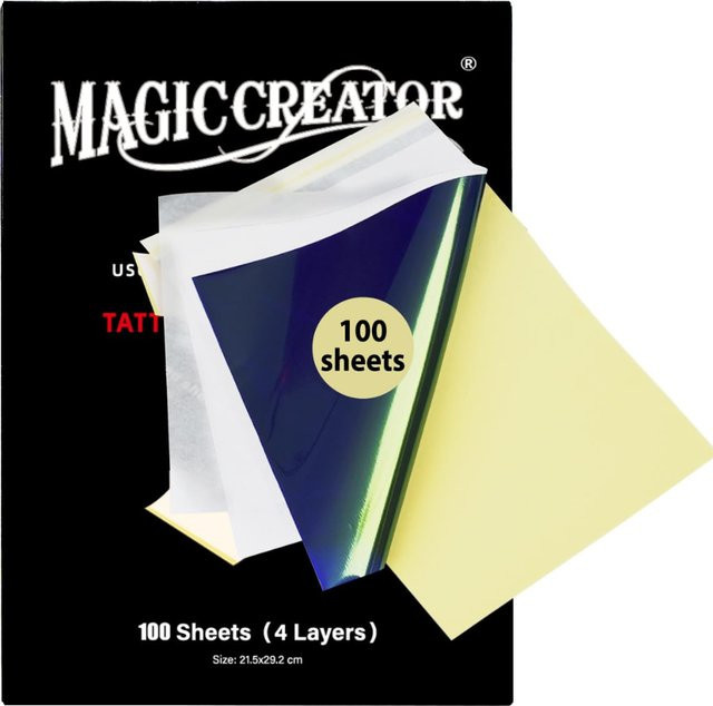 JUN.M Tattoo-Transferpapier 4-lagiges Schablonenpapier für Profis, 100 Blatt, A4-Format - Bild 1