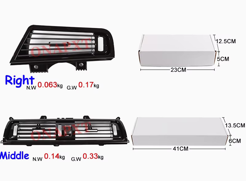 ONAPXT Klimaanlagen-Lüftungsgitter in Klavier Schwarz für BMW 5er F10 F11 F18 (520i 525i 528i 530i) LHD, Zentrales AC Vent Outlet - Bild 4