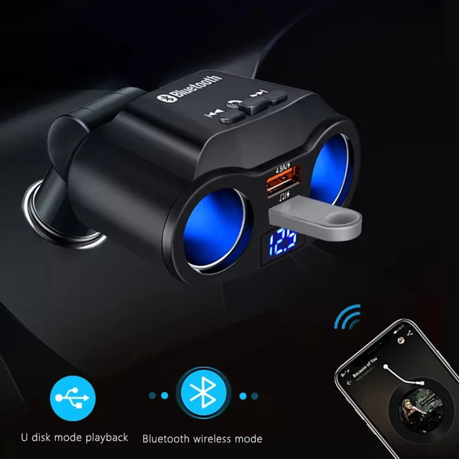 kebidumei Bluetooth FM-Transmitter Auto-Ladegerät mit Dual-USB-Aufladung und Spannungsanzeige in Schwarz - Bild 3