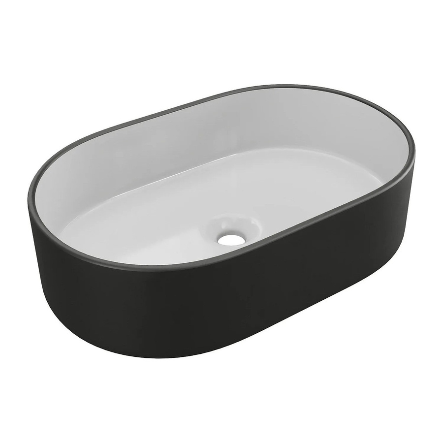 Aufsatzwaschbecken Iwa aus Keramik in Schwarz Weiß, Breite: 56 cm - Bild 2