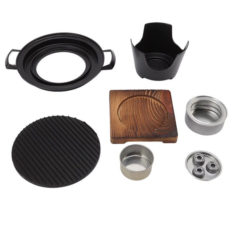 Qiilu Mini-Grill Tabletop aus Gusseisen in Schwarz für eine Person mit abnehmbarer Grillplatte - Bild 6