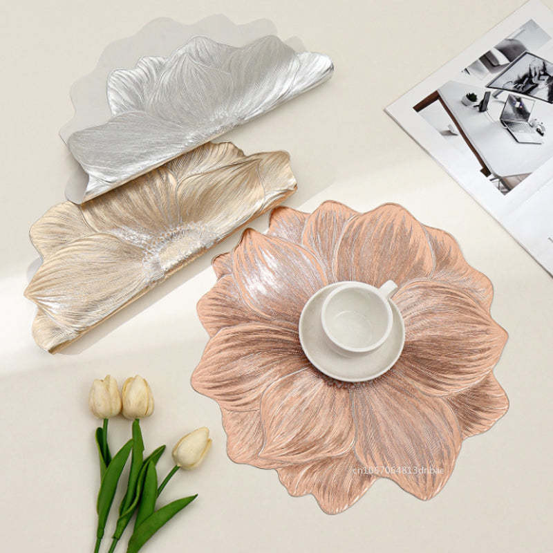 Yiran Furniture Lotus-Platzset aus Polyester, hitzebeständig und abwaschbar, floraler Stil, Durchmesser: 38 cm - Bild 3