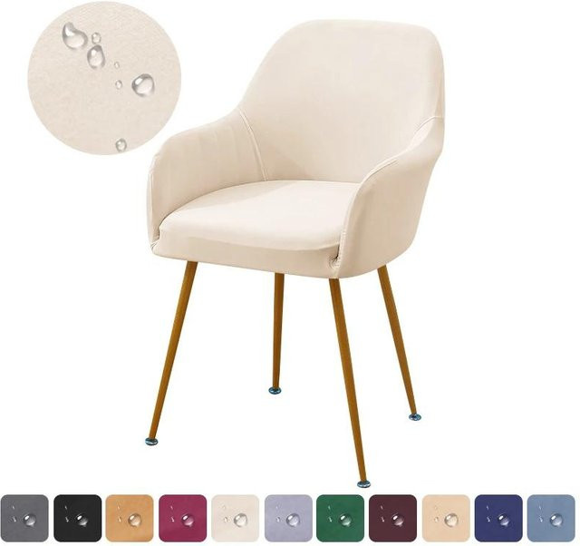 Wasserabweisende Sesselbezüge von Bestbags in Beige, elastische und abnehmbare Esszimmerstuhlhussen im modernen Design - Bild 1