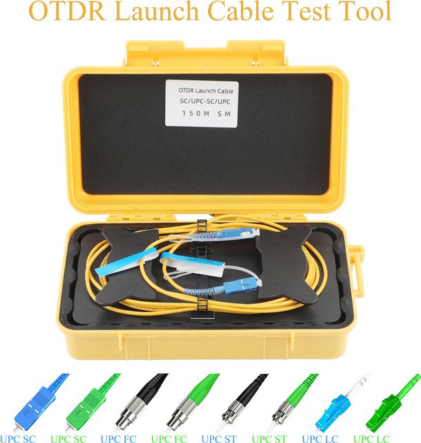 LYNNDM OTDR-Launchkabel-Testgerät zur Eliminierung von Tot- und Blindzonen für Singlemode Glasfaserkabel, APC/UPC, 1310/1550nm, Gelb - Bild 1