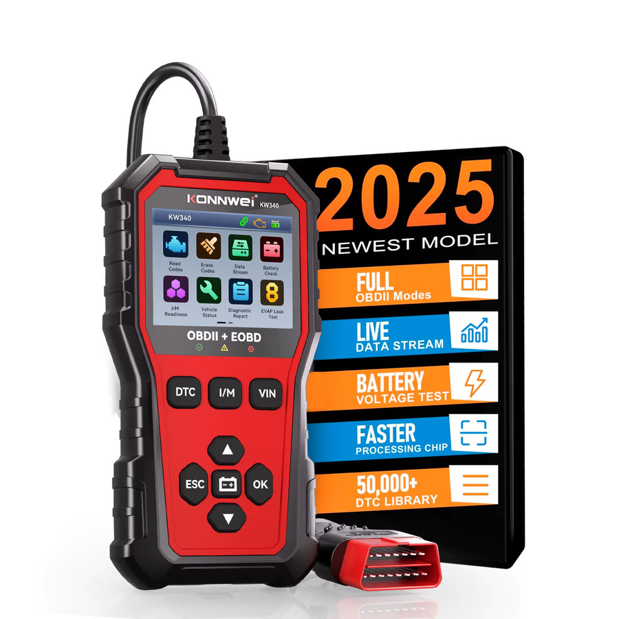 KONNWEI KW340 Bluetooth OBD2 Diagnosegerät für CAN EOBD mit Motor-Batterietest, Fehlercode-Löschung und Echtzeit-Daten zur O2-Inspektion - Bild 5