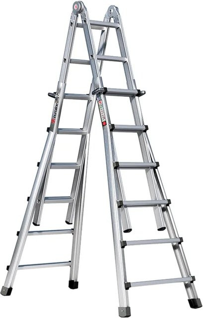 Euroline Premium Vario-Klappleiter 31601 aus Aluminium in Silber, 4x6 Sprossen - Bild 1