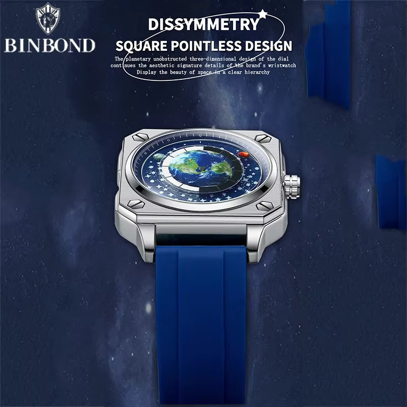 BINBOND Armbanduhr, Quarz, Blau, Silikonarmband, Herren - Bild 3