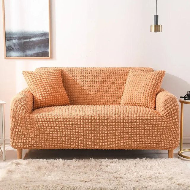 Universeller dehnbarer Seersucker Sofabezug von Yiran bag in Orange für 1-Sitzer, Breite: 90-140 cm - Bild 1