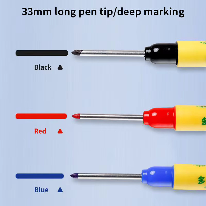 KOQZM Mehrzweck Markierungsstift für Holzbearbeitung und Dekoration, wasserdichter Tiefenmarker, 33 mm Länge, Farben: Rot, Blau, Schwarz - Bild 2