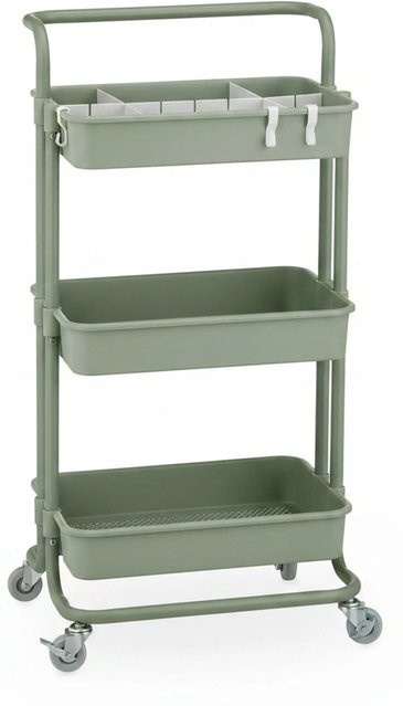Relaxdays Rollwagen aus Stahl in Grün mit Rollen, B/T/H: 86 x 42,5 x 42 cm - Bild 1