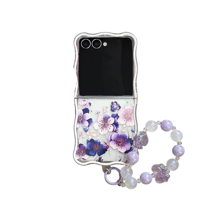 Stoßfeste Samsung Galaxy Z Flip Handyhülle mit Ölgemälde-Blumenmuster und Lanyard in Multicolour - Bild 7