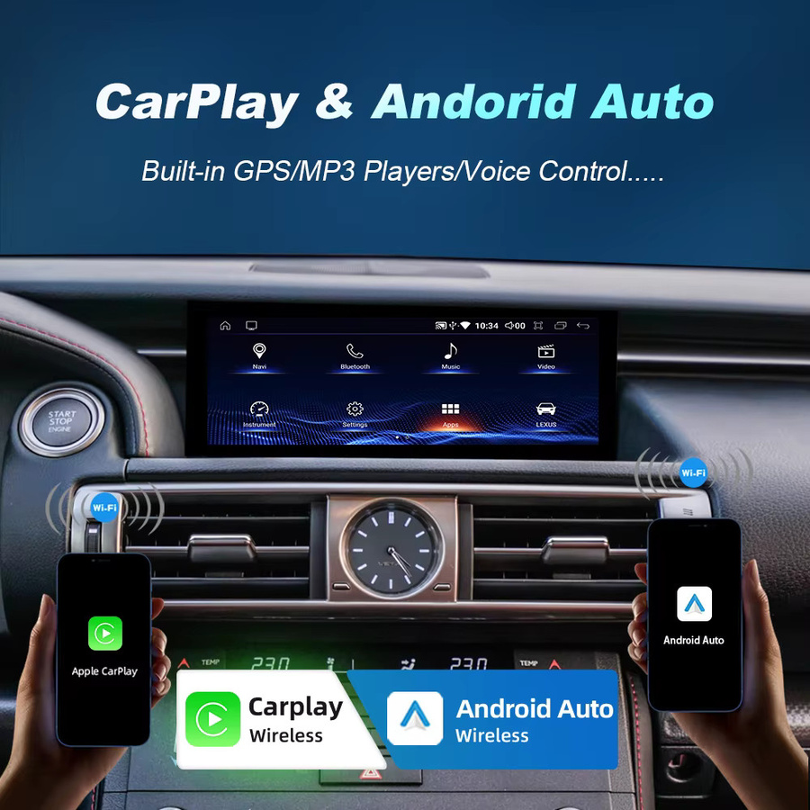NUNOO Kabelloses Multimedia-Radio für Lexus IS 2013-2017 mit CarPlay, Android Auto, 4G, WiFi, GPS und DSP in Schwarz - Bild 2
