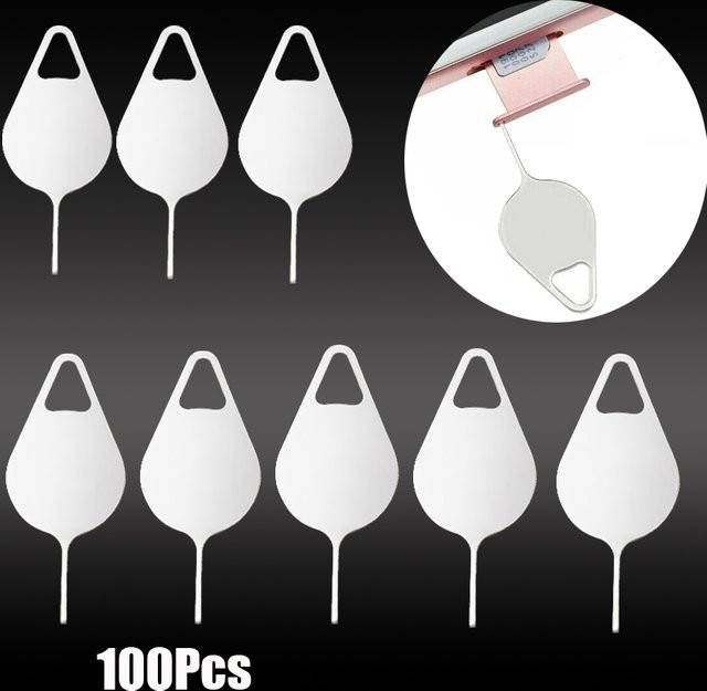 100 Stück SIM-Karten-Auswurfnadel aus Edelstahl in Silber zum Öffnen des SIM-Karten-Trays - Bild 1