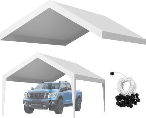 VEVOR Carport Ersatzdach, tragbare Garagenzeltplane, UV-beständige und wasserfeste Autounterstandsplane, strapazierfähige Carport Abdeckung, Weiß, B/T: 3,65 x 6,09 m - Bild 1