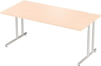 Schäfer Shop Select Schreibtisch COMBITEC mit C-Fuß, Rechteck, Ahorn/weißaluminium, B: 180 cm, T: 80 cm, H: 67,7-81,7 cm - Bild 1