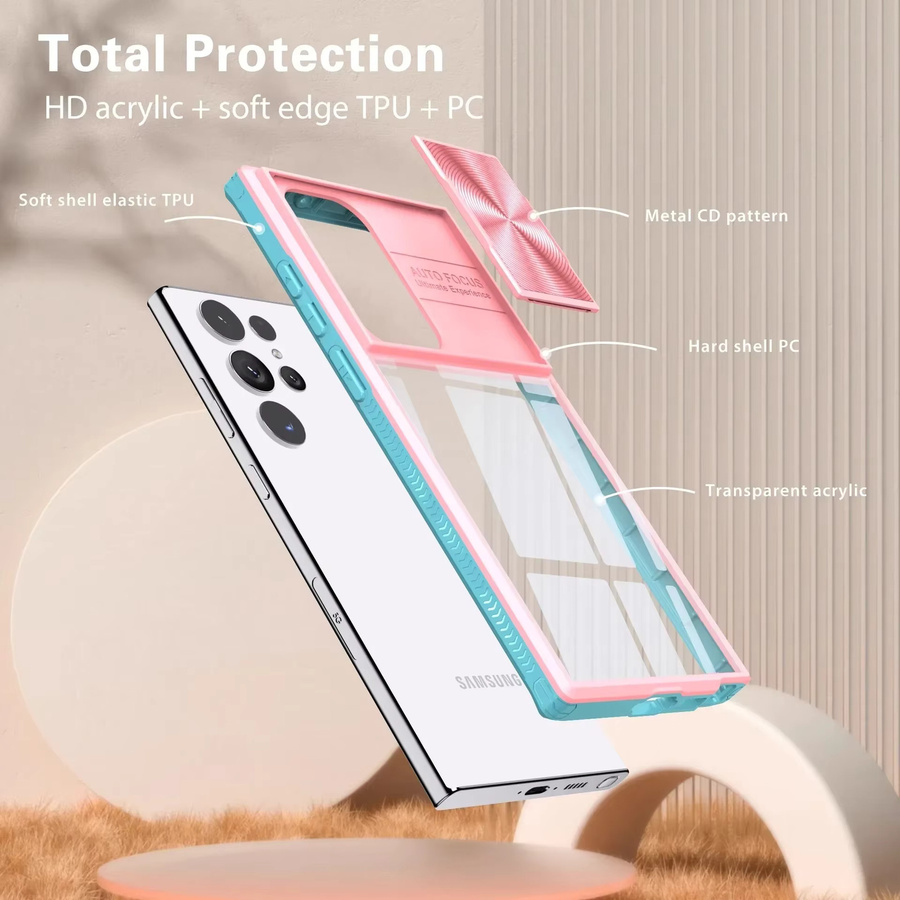 Stoßfeste Schiebe-Kameralinsen-Schutz Hülle für Samsung Galaxy S25 S24 S23 S22 Ultra Plus S24FE S23FE in Transparent - Bild 1