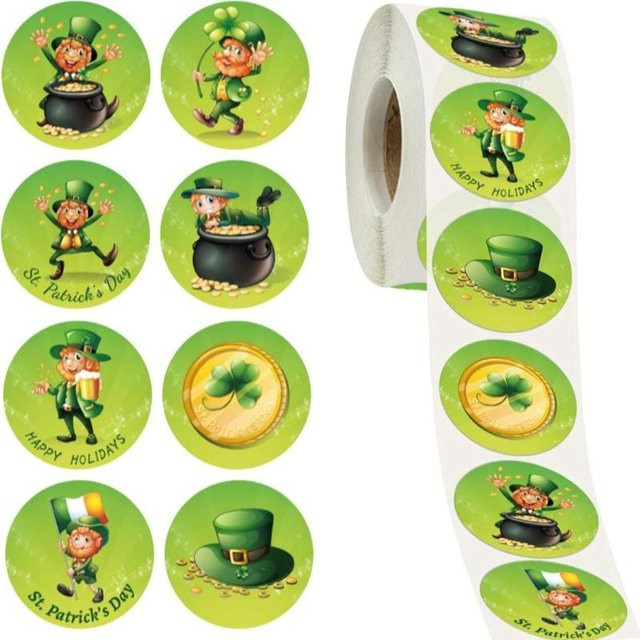500 Stück Irische Festival Geschenkaufkleber für St. Patrick's Day in Multicolor von Binchi Outdoor Product - Bild 1