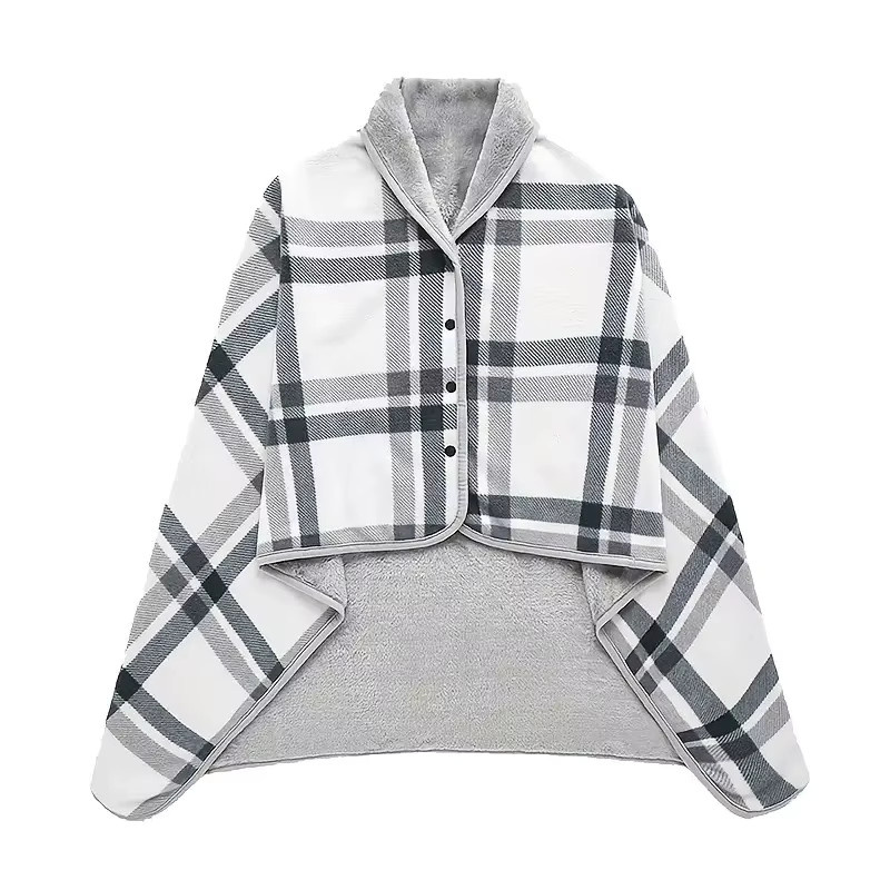 JETTING Tragbare Fleece-Winterdecke mit Karomuster und Knopfverschluss, Mehrfarbig, B/B/H: 135 x 80 x 1 cm - Bild 6