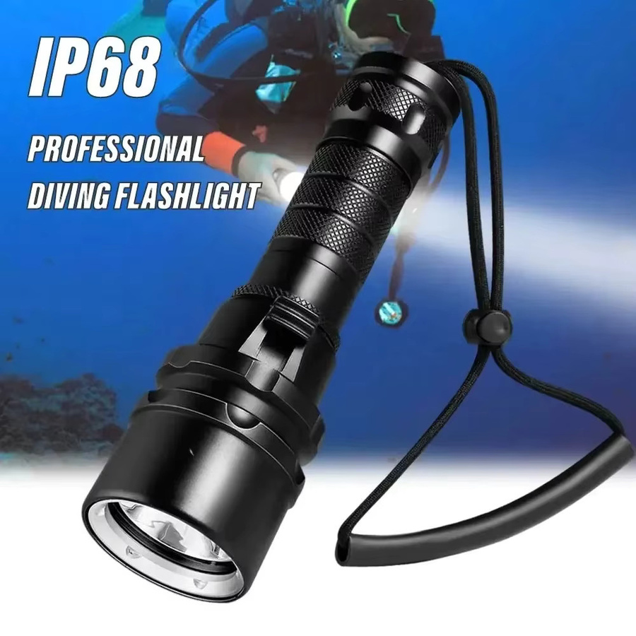 ESMARTER Professionelle Tauchlampe IP68 Wasserdicht in Schwarz mit 18650 Akku und Handschlaufe - Bild 2