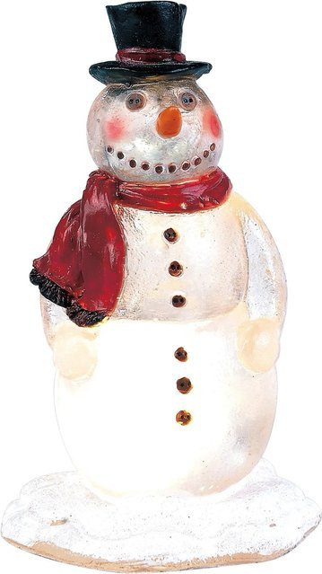 Luville Weihnachtsdorf Miniatur beleuchteter Schneemann in Weiß, H x B x T: 8 x 4,5 x 4,5 cm - Bild 1