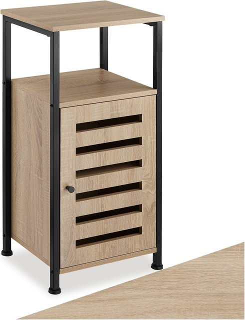 tectake Beistellschrank Industrial Style aus Holz und Stahl in Braun, B/T/H: 38,5 x 31,5 x 81 cm - Bild 1