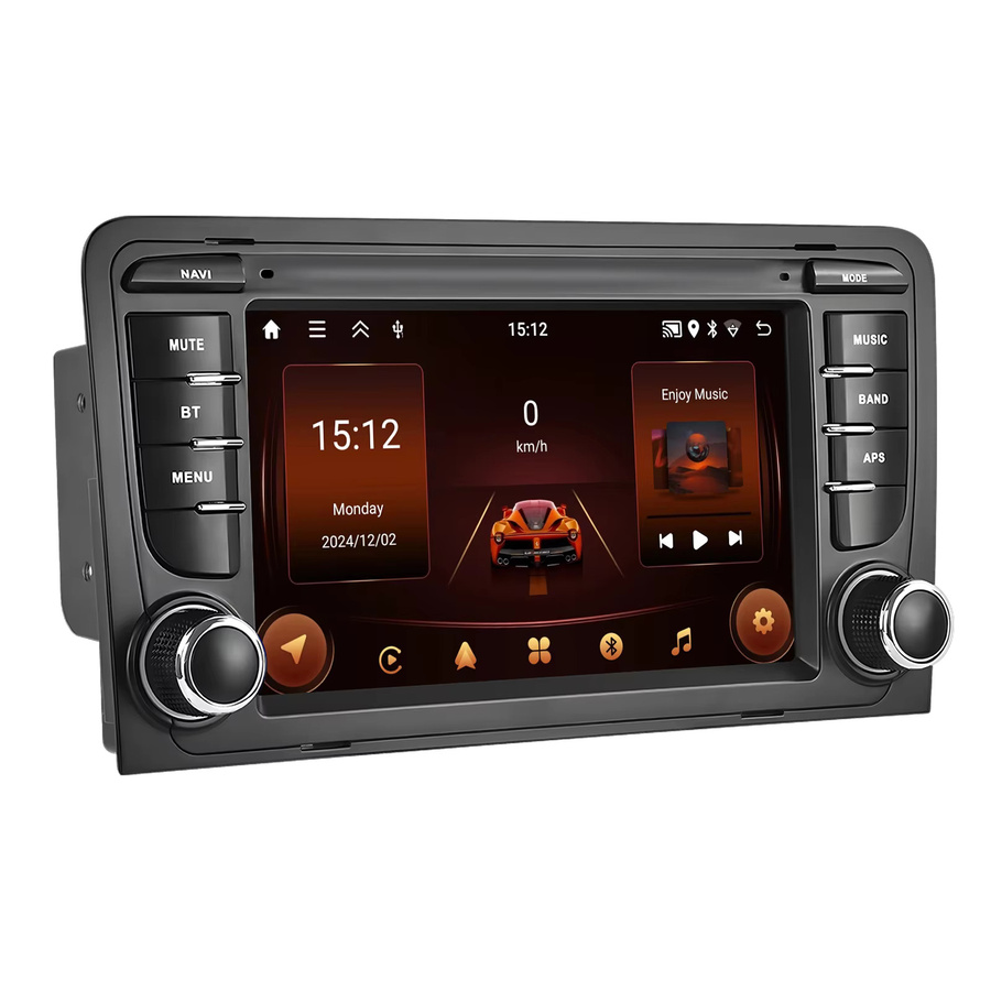 Podofo 7-Zoll Carplay Android Autoradio für Audi A3 8P 2006-2012 S3 RS3 Sportback mit GPS und RDS in Schwarz - Bild 5