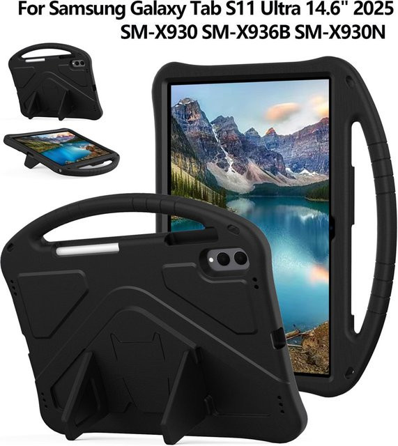 EVA Kids Armor stoßfeste Hülle für Samsung Galaxy Tab S11 Ultra 14,6 Zoll 2025 SM-X930 SM-X936B X930N in Schwarz - Bild 1