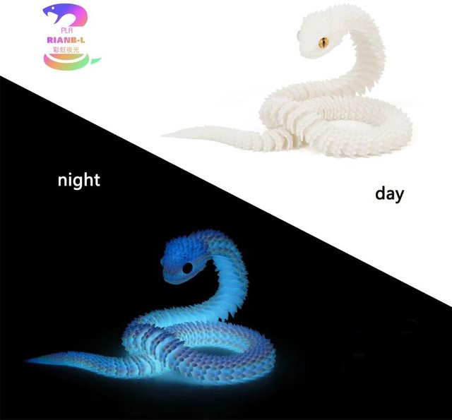 PRELEXT Schlange, 3D-gedrucktes Fidget-Spielzeug, 30cm, weiß - Bild 1