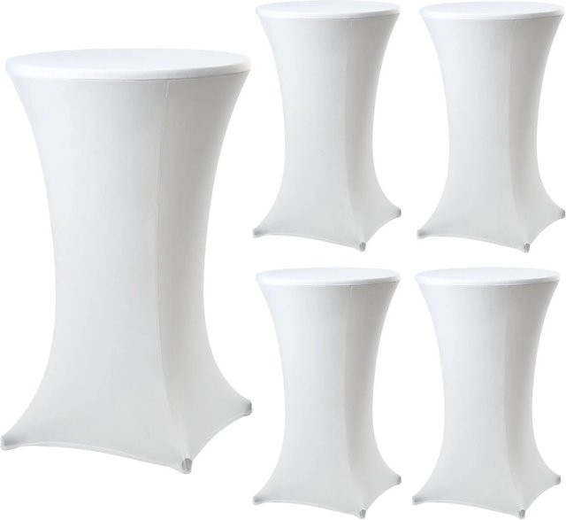 5er Set TRUTZHOLM Stretch Stehtischhusse aus Polyester in Weiß, Durchmesser: 70 cm - Bild 1
