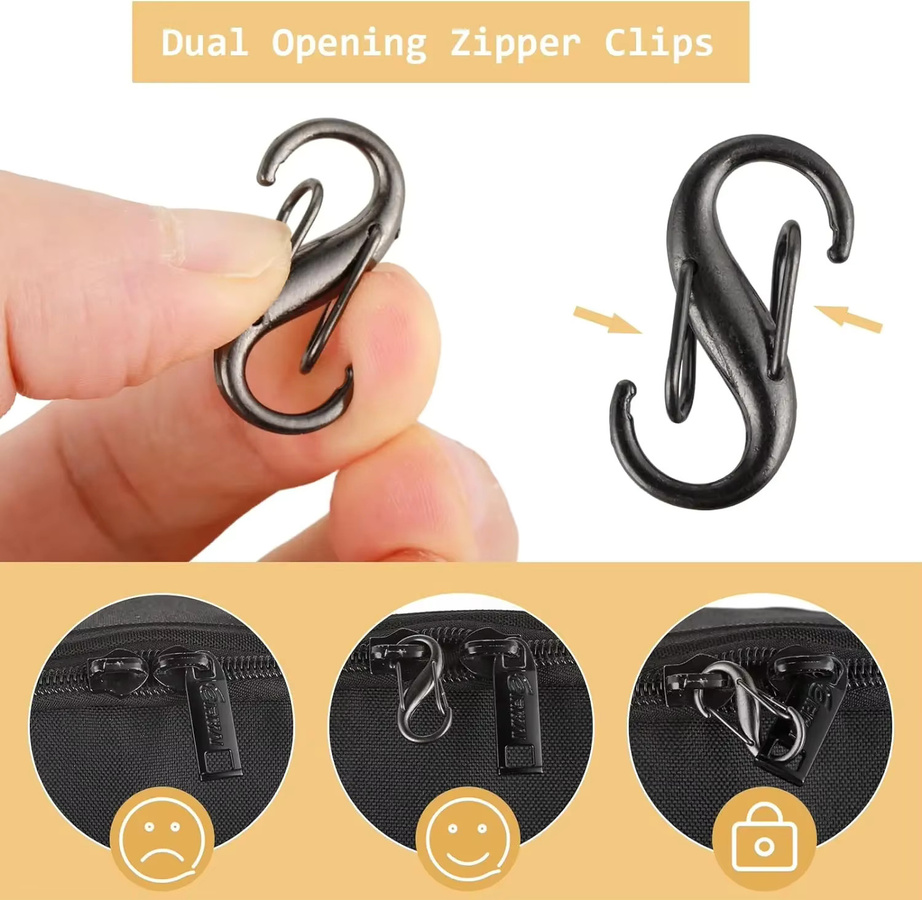 TYHS Craft Anti-Diebstahl Reißverschluss-Clips aus Metall in Gold, 5 oder 10 Stück Karabiner-Ersatz für Gepäck - Bild 2