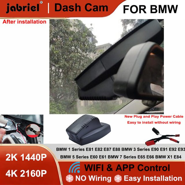 4K UHD WLAN Dashcam Auto-DVR in Schwarz für BMW E90 E91 E92 E93 E81 E82 E87 E88 E60 E61 E65 E66 X1 E84 X3 E83 X5 E70 E53 - Bild 1