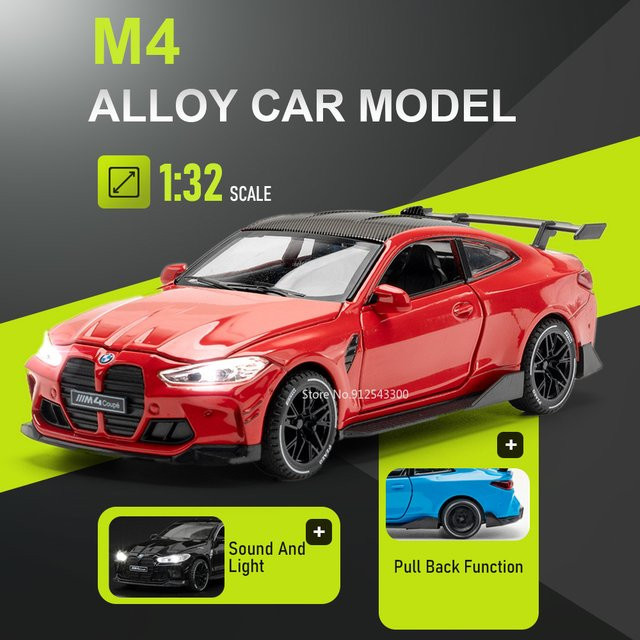 RMZ city M4 Rennstrecken-Version Automodell, 1:32, mit Licht und Sound, Aluminiumkarosserie - Bild 1