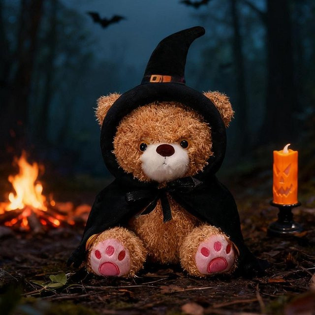 Halloween Teddybär Puppe Plüschtier Kürbis Bär, Braun - Bild 1
