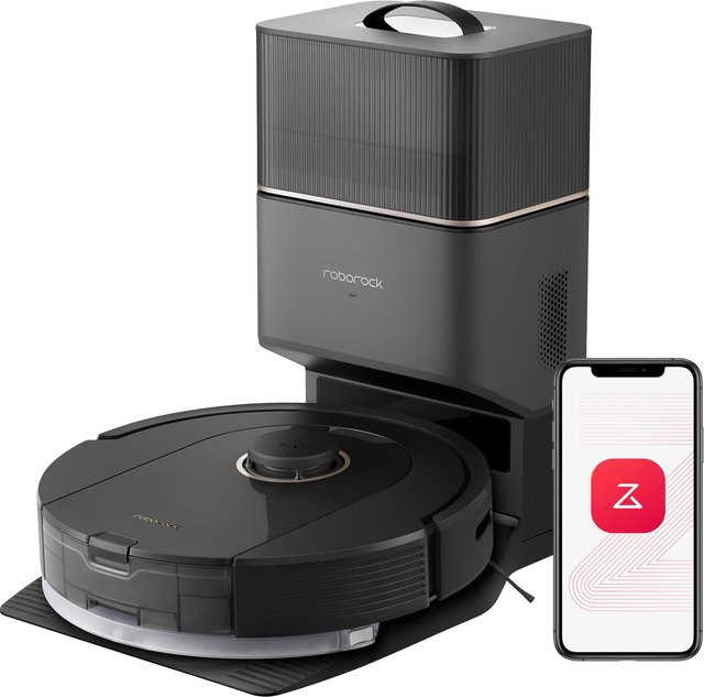 Roborock Q5 Pro+ Saugroboter mit Wischfunktion und selbstentleerender Station, Schwarz, 5500 Pa Saugkraft, DuoRoller-Bürste, Generalüberholt - Bild 1