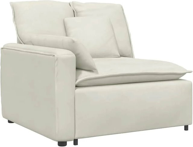 vidaXL Modulares Sofa Endmodul mit Armlehne und Kissen in Creme, Breite: 100 cm - Bild 1