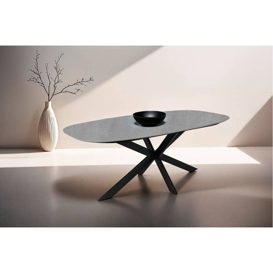 Ovaler Esstisch byLIVING in Stein-Optik, B/H/T: 200 x 76 x 100 cm, Schwarz/Grau - Bild 2
