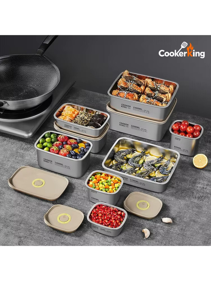 COOKER KING Vakuum-Konservierungsbox aus Edelstahl und PP in Silber, 300-5500 ml - Bild 4