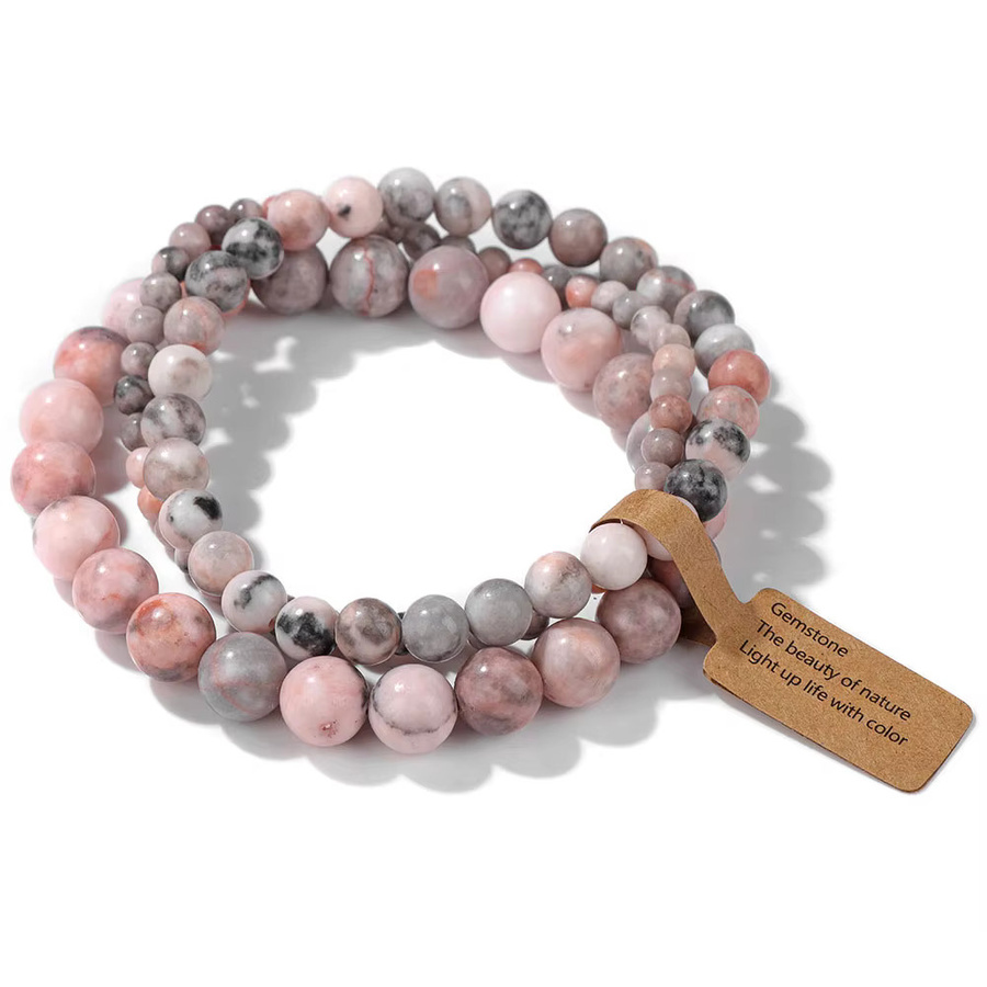 Armband 3er-Set, Moosachat, Rhodonit, Quarz, Unisex - Bild 2