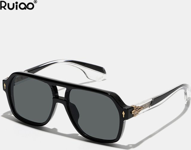 Ruiao Aviator Sonnenbrille, Vollrand, Unisex, black - Bild 1