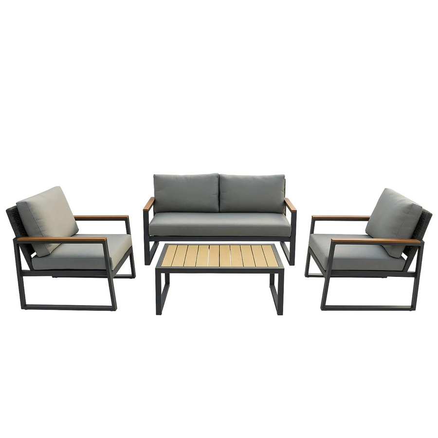 Osoltus Gartenmöbel Lounge Sitzgruppe Set 4-teilig in Taupe Sahara mit Polsterauflagen und Metallgestell - Bild 2