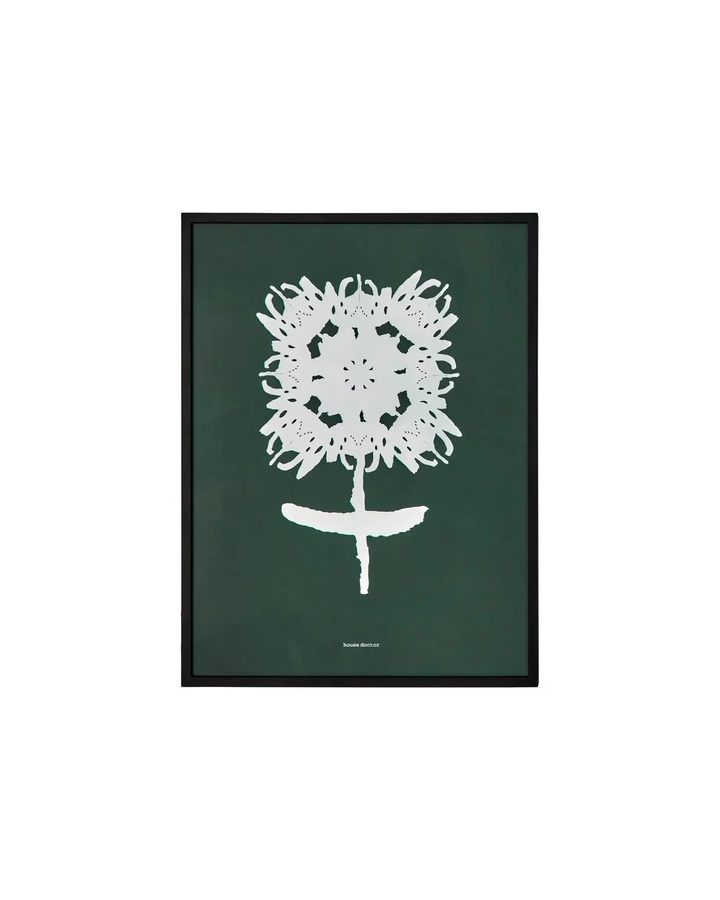 House Doctor Wandkunst Tale Paper Poster mit Blumenmotiv in Dunkelgrün und Weiß, Breite: 30 cm, Höhe: 40 cm - Bild 1