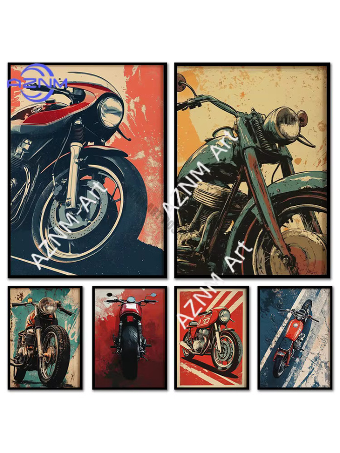 KAYOU Vintage Cafe Racer Poster aus Papier als rustikale Grunge-Motorrad-Wandkunst für eine industrielle Atmosphäre - Bild 3