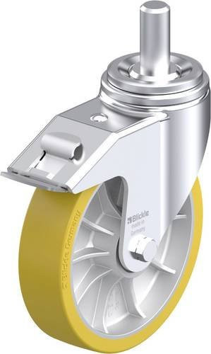 Blickle Stahlblech-Lenkrolle LHZ-ALTH 202K-FI in Silber und Gelb mit 200 mm Rad-Durchmesser und einer Tragfähigkeit von 900 kg - Bild 1