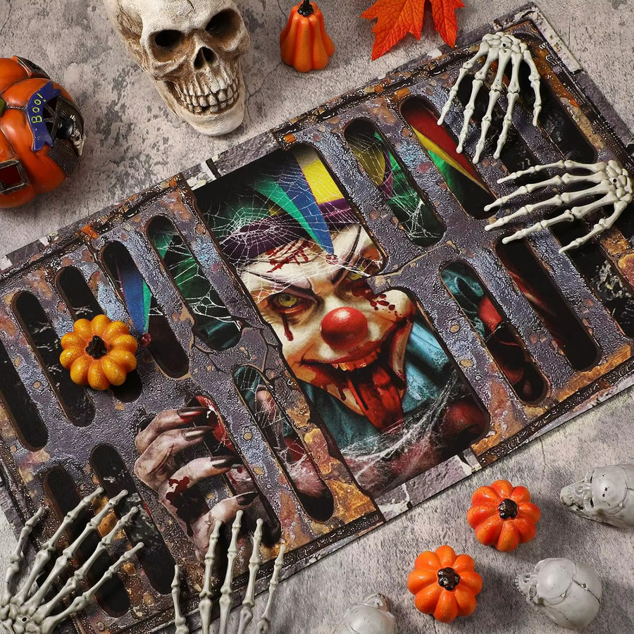 VIKAMA Halloween 3D Illusion Clown Fußmatte für drinnen und draußen, Mehrfarbig, B/T: 60 x 40 cm - Bild 5