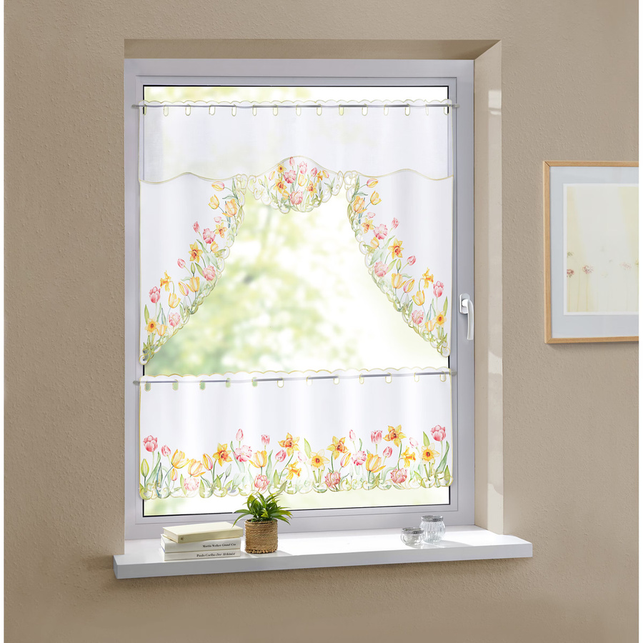 M-Bogen-Gardine Tulpentraum von viva domo in Nature mit floralem Muster und Multicolor-Design - Bild 2