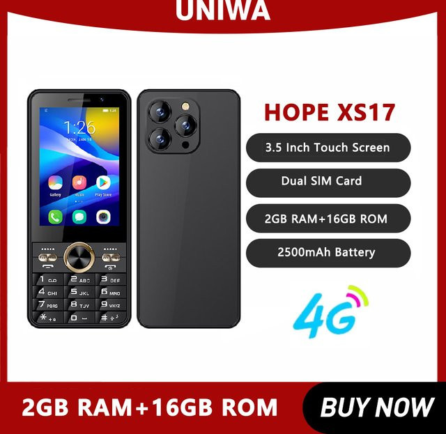 UNIWA HOPE XS17 4G Android Smartphone mit Touchscreen Tastatur, 3,5 Zoll Display, Dual SIM, 2GB RAM, 16GB ROM, GPS, Gold - Bild 1