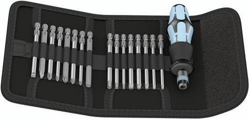 Wera Kraftform Kompakt 60 Bit-Set 17-teilig in Schwarz aus Edelstahl mit Schlitz, Kreuzschlitz Phillips, Kreuzschlitz Pozidriv, Innen-TORX und Innen-Vierkant - Bild 1