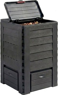 Thermoquick Komposter in Holz-Optik, Schwarz, Volumen: 400 l, B/T/H: 103 x 66 x 66 cm - Bild 1