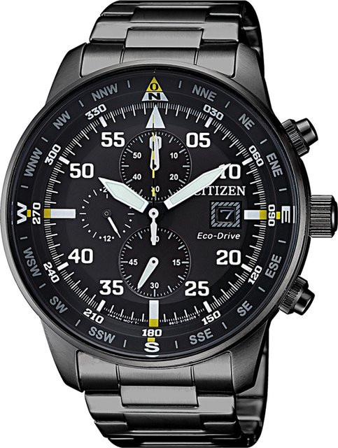 Citizen Chronograph, Solar, Edelstahl, Schwarz, 44 mm, Herren - Bild 1