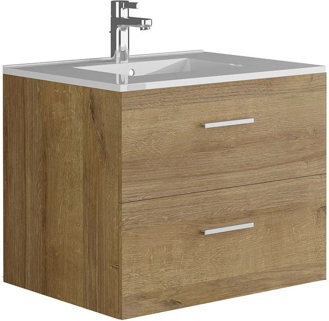 Vente-unique Einzelwaschtisch Kayla in Naturfarben Hell (Beige/Braun), Wandmontage, Breite: 60 cm - Bild 1